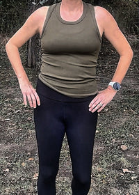 Gracyn Ribbed Fitted Tank-Olive