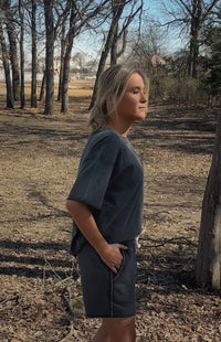 Sideline Mineral Wash Shorts-FADED BLACK