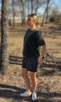 Sideline Mineral Wash Tee-FADED BLACK