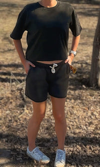 Sideline Mineral Wash Shorts-FADED BLACK