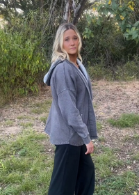 Throwback Mineral Wash Cardigan-Dk. Grey