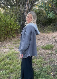 Throwback Mineral Wash Cardigan-Dk. Grey