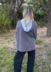 Throwback Mineral Wash Cardigan-Dk. Grey