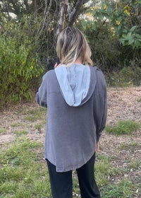 Throwback Mineral Wash Cardigan-Dk. Grey