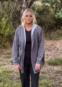Throwback Mineral Wash Cardigan-Dk. Grey