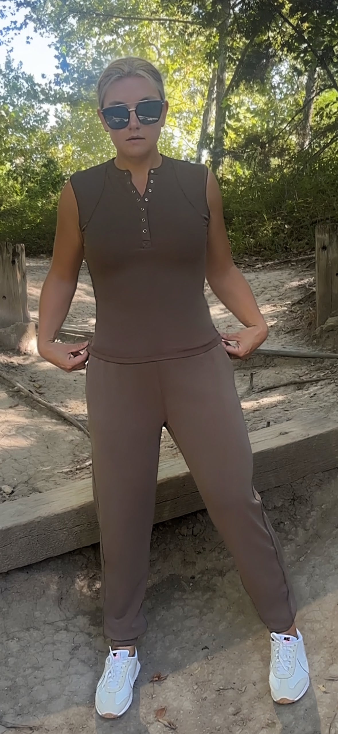 Motion Henley Tank- Truffle