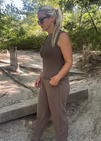 Motion Henley Tank- Truffle