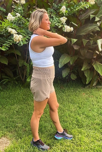 Valley Zipper Pocket Shorts- Latte