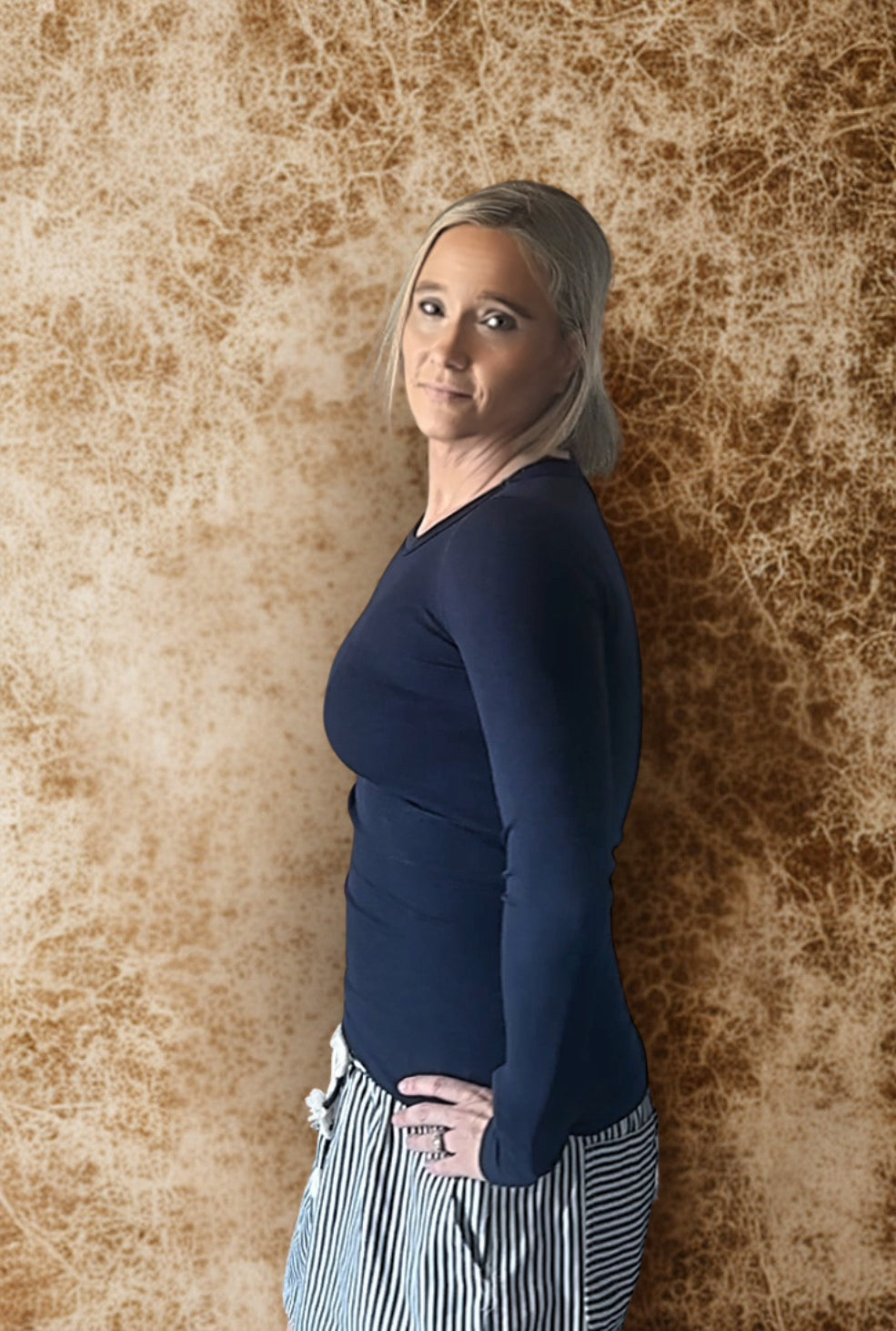 Willow LS Ribbed Top-Navy