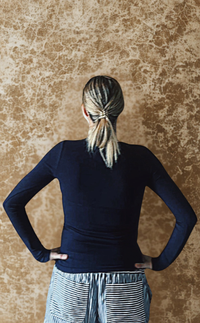 Willow LS Ribbed Top-Navy